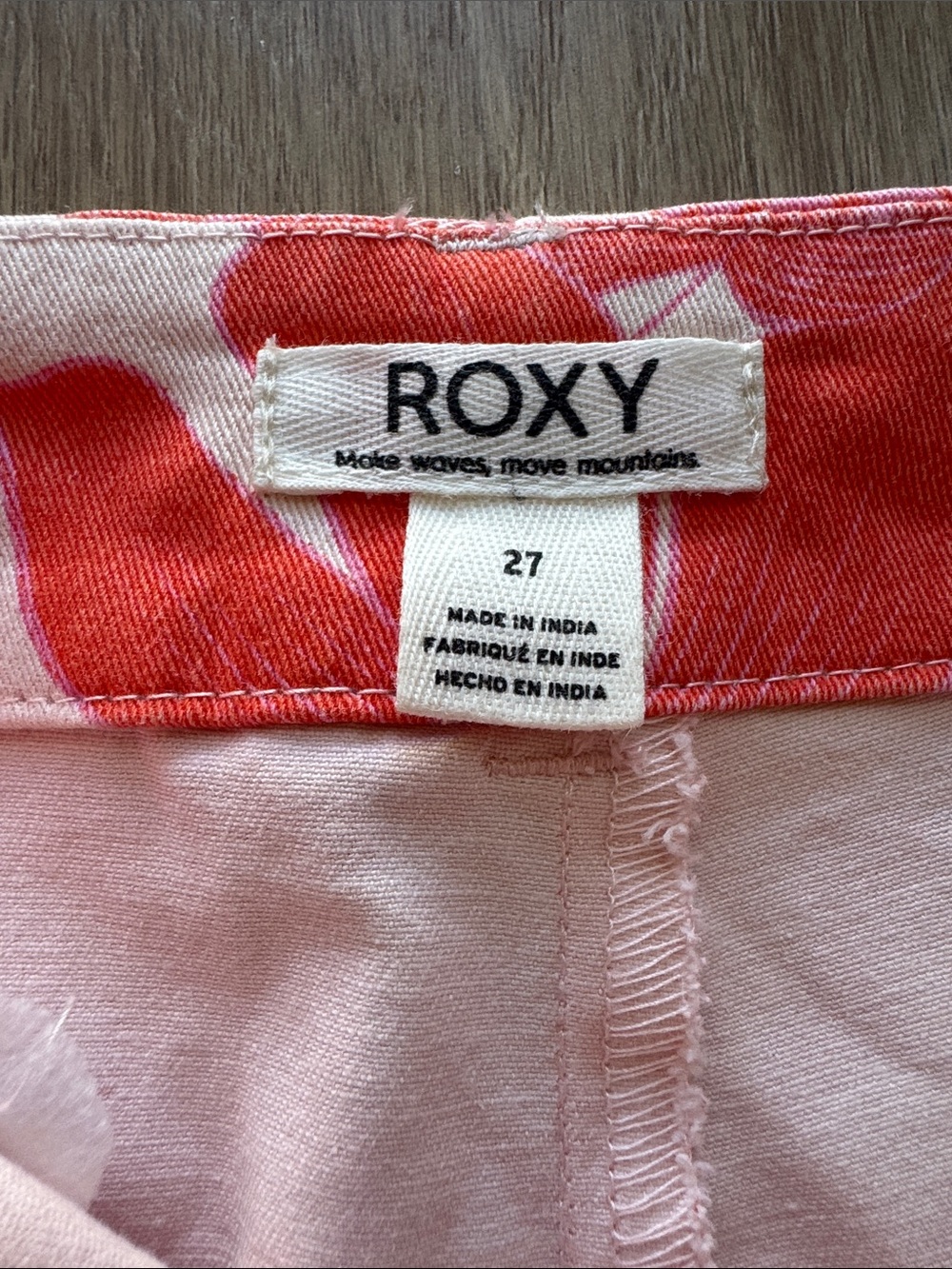 Roxy Coastal Cruiser Wide Leg Trousers Pale Dogwood Hibiscus Size 27 - Picture 11 of 16